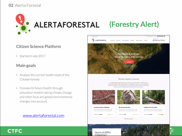 EU_Aliens's tweet photo. Arnau Campanera presents the #CitizenScience project #AlertaForestal and the use of drones for #monitoring #InvasiveSpecies in Spain forest, also involving volunteers, @aliencsi1 Workshop today. https://t.co/Ovk0HoW5i0