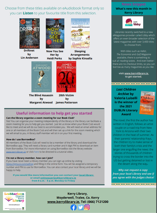 KerryLibrary's tweet photo. Sign up for our monthly Book Club newsletter for information on how to start your own book club and the latest book club titles available through #Borrowbox.

Email bookclubs@kerrylibrary.ie for more information.

#KeepWell https://t.co/LtgvA9C1SX