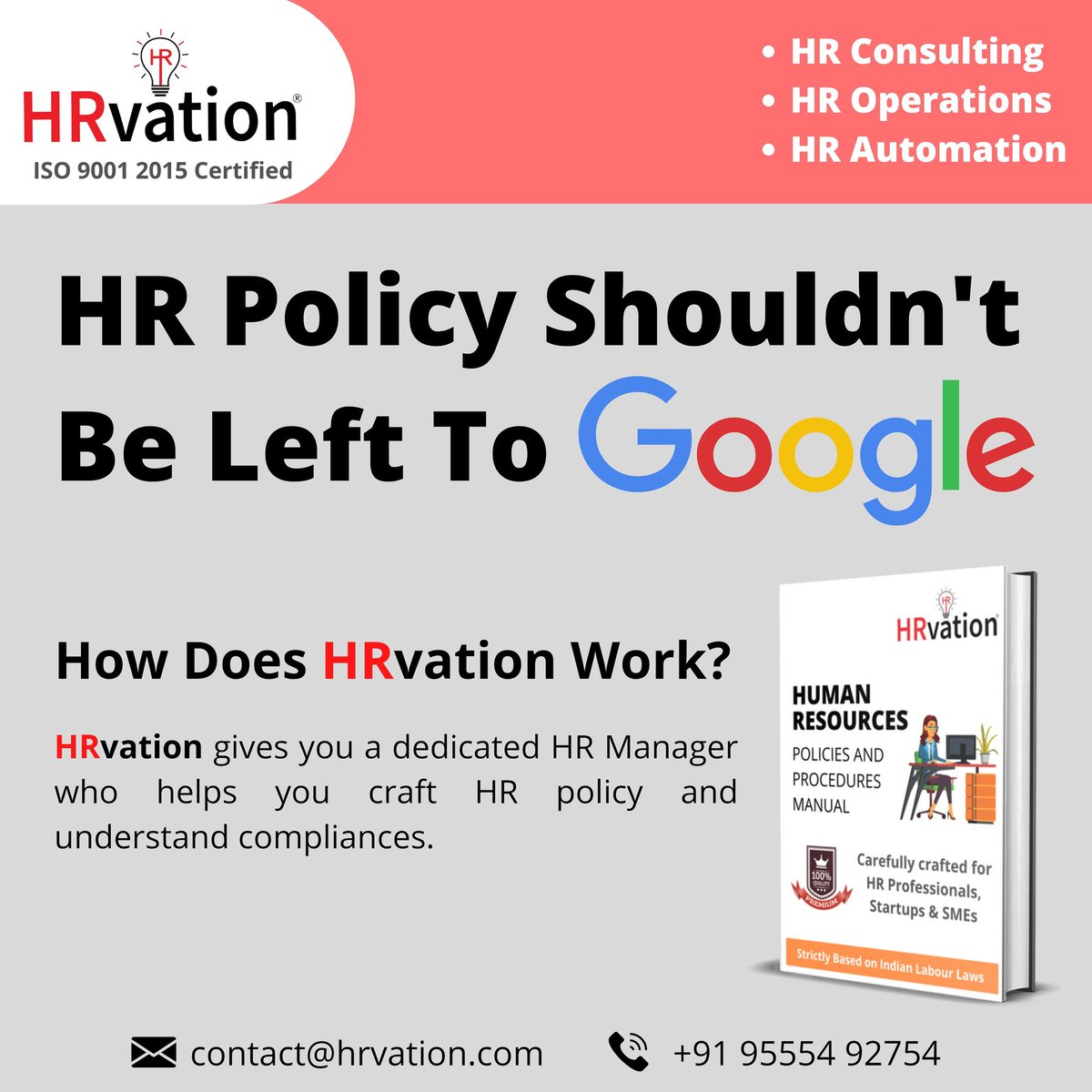 HRvation's tweet photo. Sound HR policies help build employee motivation and loyalty. 

Design your HR policy today!!!
#HumanResources https://t.co/hYUDATpoAj
