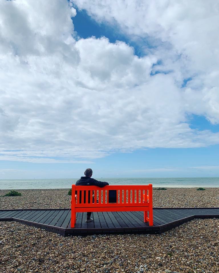 PiertoPierBench's tweet photo. The orange bench has moved from Shoreham Fort, and is now at Shoreham Promenade! ✨
#piertopierbench #brightonfestival #shorehamprom #shoreham #seaside #publicart https://t.co/uN9Ajc7eI8
