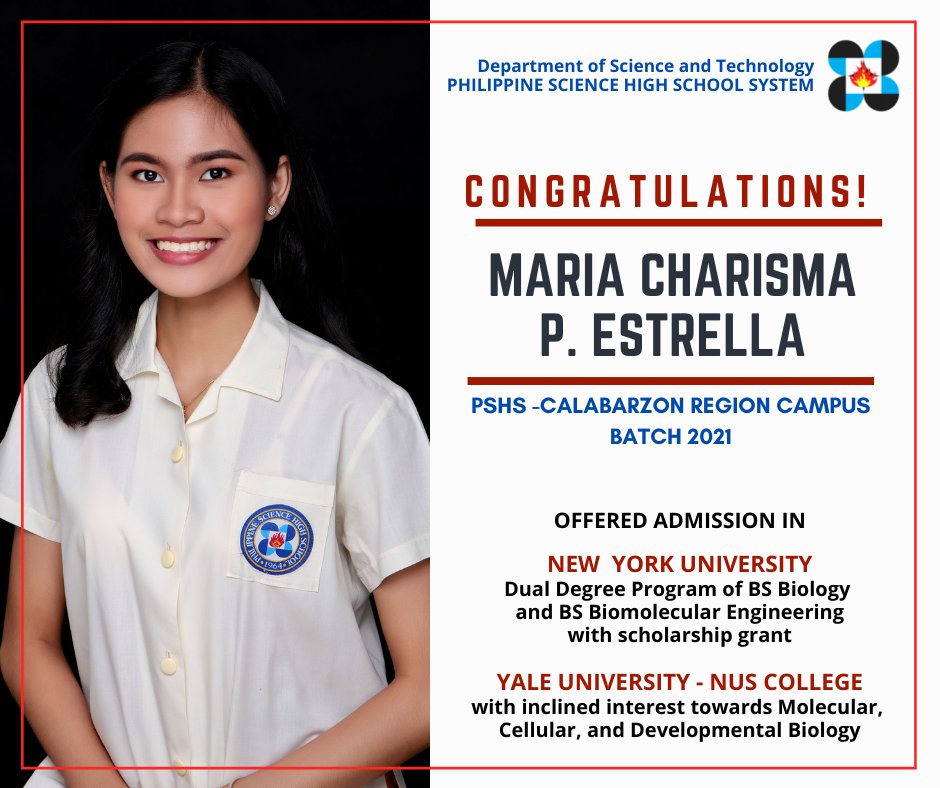 PhilippineStar's tweet photo. CONGRATULATIONS 👏

The Philippine Science High School System (PSHS) congratulated two of its students for receiving admission offers from prestigious universities abroad. (Images/Philippine Science High School System) https://t.co/IumV8nFz9y