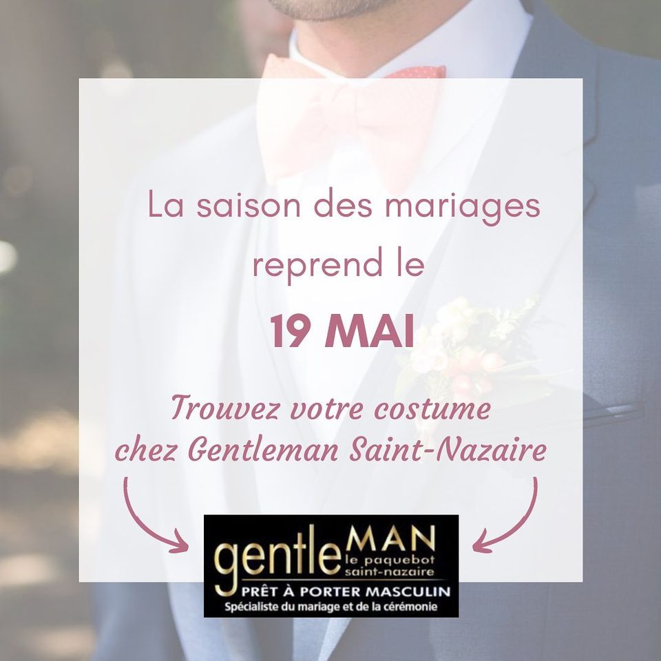 GENTLEMAN 
La saison des mariages va reprendre très très bientôt... Votre boutique Gentleman SAINT Nazaire est dans les starting-blocks pour vous aider à choisir LE costume qui vous conviendra!🙏
#costumemariage #saison2021 #shoplocal #saintnazairerenversante #commercedeproximite