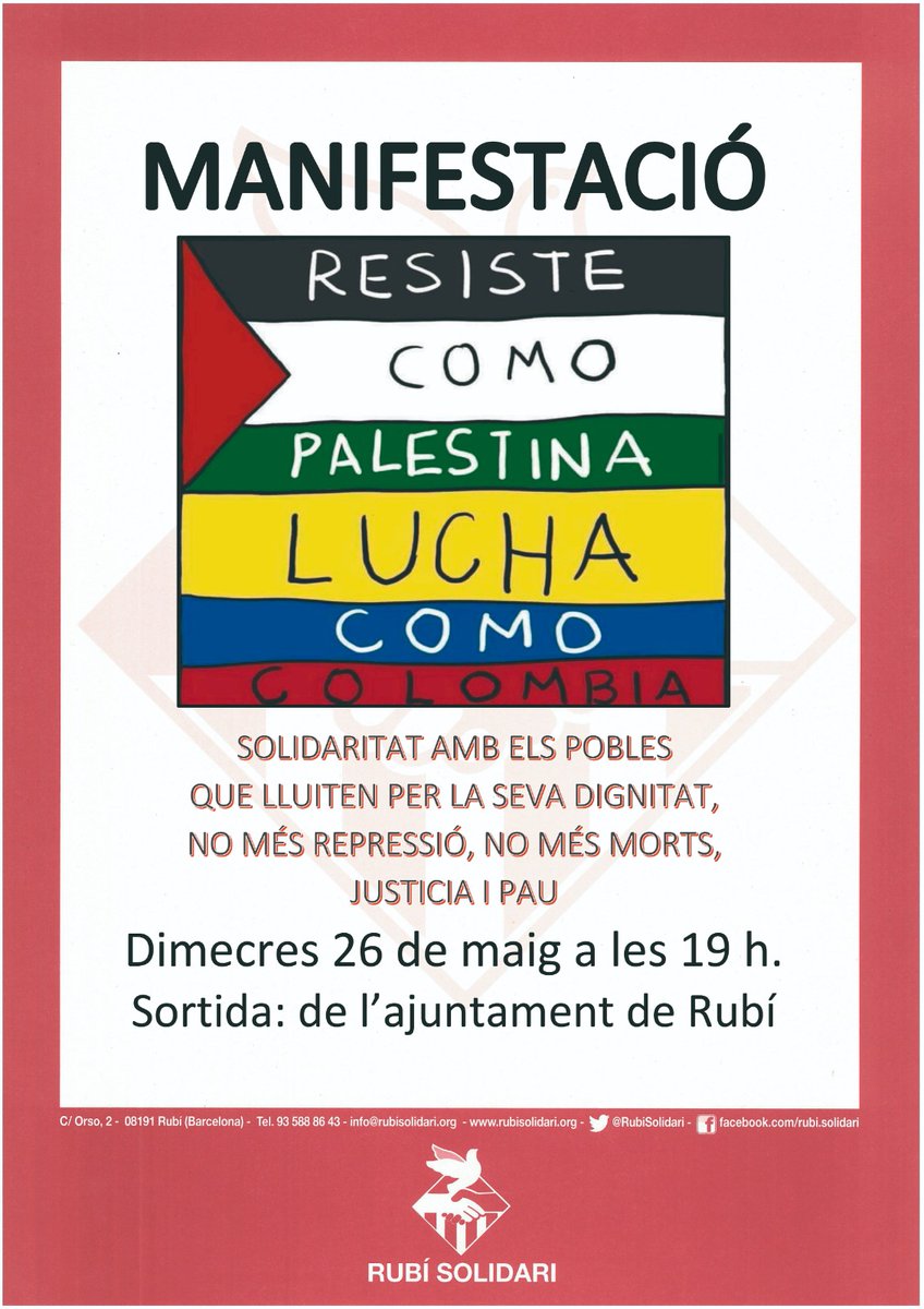 📢Des de Rubí Acull fem una crida per demanar la màxima participació a la manifestació de demà.
#rubicity #rubiacull