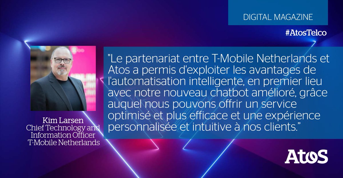AtosFR's tweet photo. Comment Atos a exploité, en partenariat avec @TMobile_NL, les avantages de l'#AutomatisationIntelligente pour offrir une expérience personnalisée aux clients ? Lisez le magazine @DI_MagazineEU pages 16-17 pour le savoir (en anglais) : https://t.co/ZxnbpPwmbL #AtosTelco https://t.co/IKtzCmBQS4