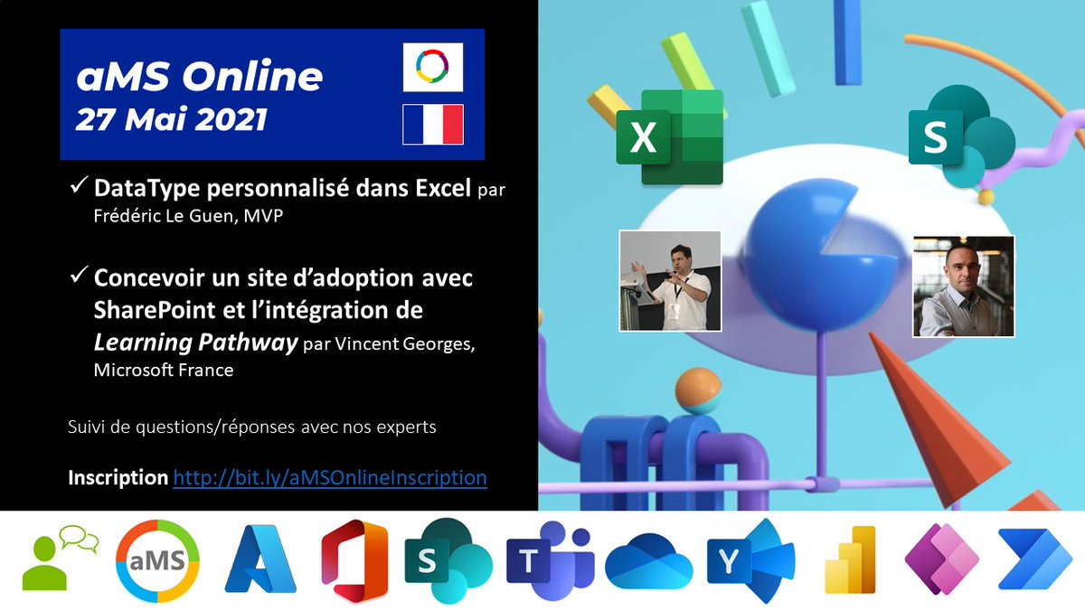 aOSComm's tweet photo. ๐ข On se donne RDV jeudi 27 Mai 18H30 #aMSOnline nยฐ29
o DataType personnalisรฉ dans #Excel par @ExcelExercise
o Concevoir un site d'adoption avec #SharePoint et l'intรฉgration de #LearningPathway par @viche41
๐ Inscription https://t.co/R7kpsEMA4Q
#Office365 #Microsoft365 https://t.co/aA28YKh967
