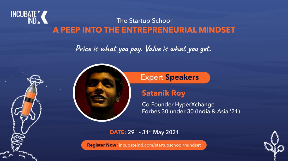 IncubateIND's tweet photo. We are happy to announce that @satanikroy13 Co-Founder, @HyperXchange || Forbes 30 under 30 (India &amp; Asia ‘21), will be part of The Startup School.

Date: 29 - 31 May 2021
No registration charges.
Link: https://t.co/7nYuDxokgD

#school #startup #ecosystem #oppurtunity #idea https://t.co/EDBopubUEF