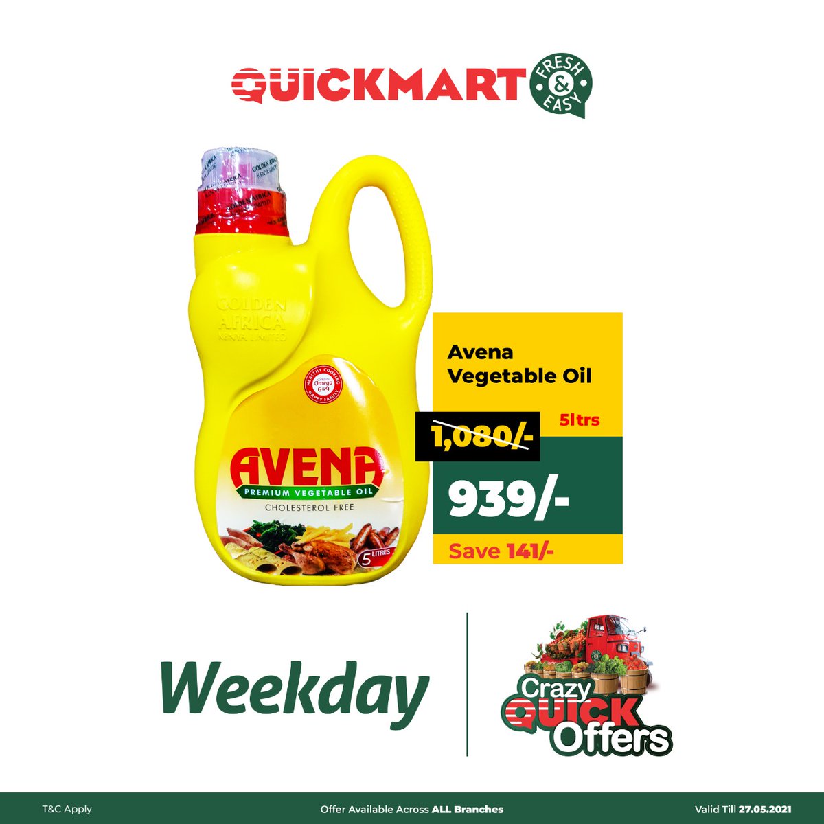 QuickmartKenya's tweet photo. If there are shopping items you must have at your home at all times, every week, these must be it.
With our #WEEKDAYOffers you can now Stock Up on these items and more at affordable prices. 
Pass by!

#FreshandEasy
#WeekdayOffers
#CrazyQuickOffers https://t.co/L6h0OjkiBk