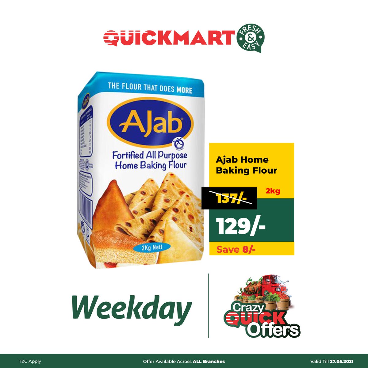 QuickmartKenya's tweet photo. If there are shopping items you must have at your home at all times, every week, these must be it.
With our #WEEKDAYOffers you can now Stock Up on these items and more at affordable prices. 
Pass by!

#FreshandEasy
#WeekdayOffers
#CrazyQuickOffers https://t.co/L6h0OjkiBk