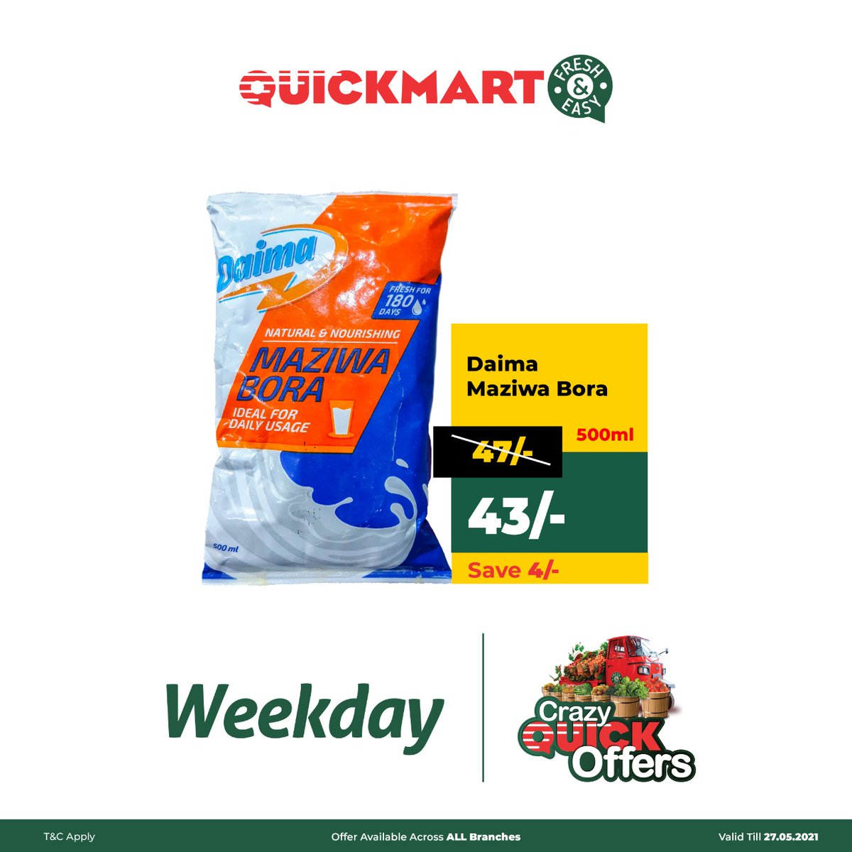 QuickmartKenya's tweet photo. #FreshandEasy #WeekdayOffers
#CrazyQuickOffers https://t.co/ihAmnzLxsq