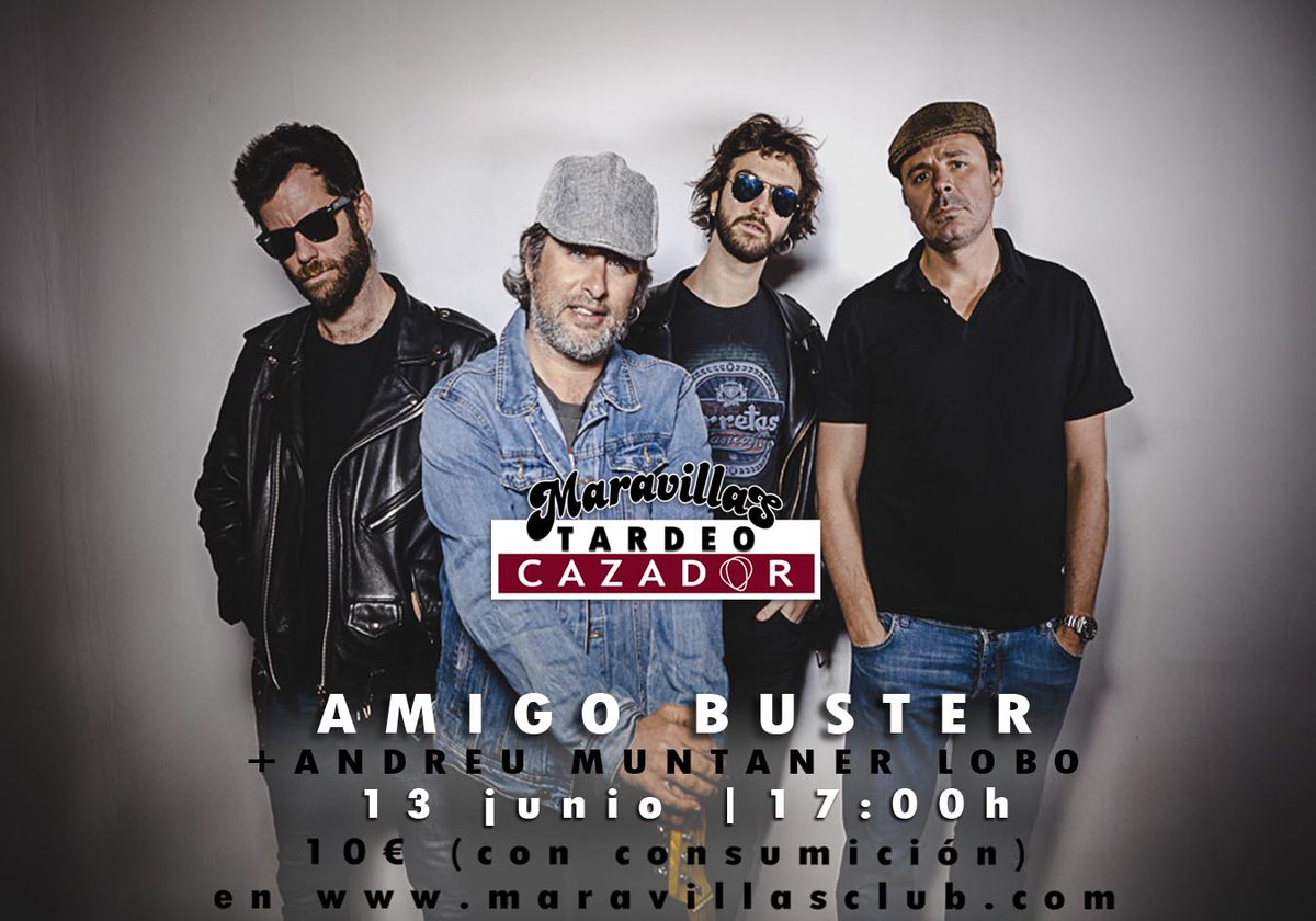 🔴 TARDEO CAZADOR 8 🔴

¡El #TardeoCazador se despide el 13J a lo grande esta temporada! <a href="/MuntanerAndreu/">Andreu Muntaner "Lobo"</a> y <a href="/amigobustershow/">Amigo Buster</a> serán los encargados de cerrar el ciclo, y no tenemos palabras. O sí: LO CU RA 🔥.

Entradas ya en <a href="/wegowES/">wegowes</a> 
wegow.com/es-es/compra/t…