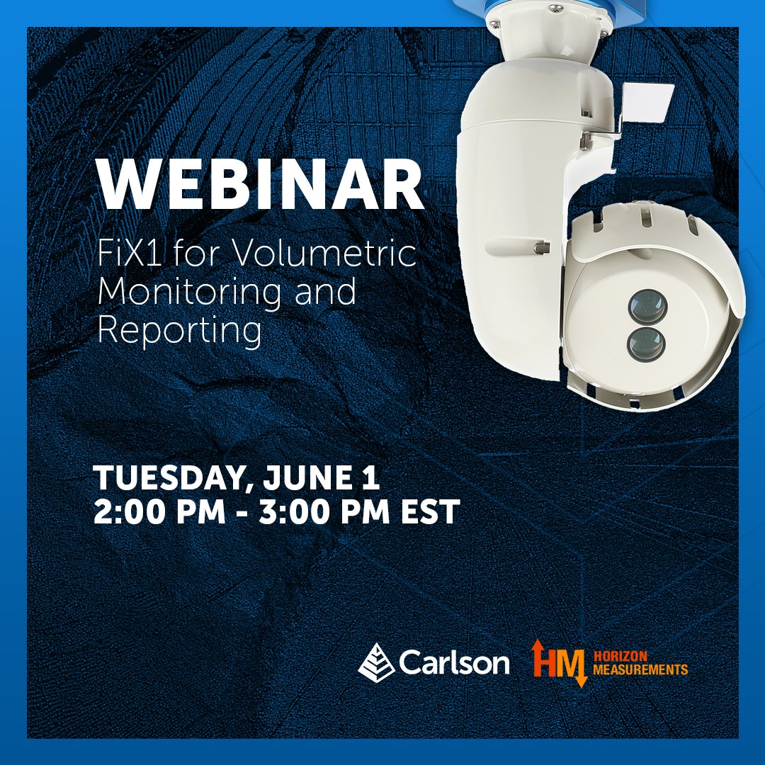 CarlsonLMD's tweet photo. Register today for the upcoming FiX1 webinar with Carlson and Horizon Measurements on Tuesday, June 1st, @ 2:00 PM EST!

📍Register here - https://t.co/KpuiNUk8XK

#webinar #volumetricscanning #scanning #stockpiles #orepiles #volumes  #automation #minescan #mines https://t.co/EfV4YqCFvM