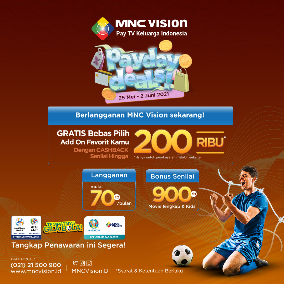 MNCVisionID's tweet photo. Gajian seru, dapetin CASHBACK hingga 200 RIBU! 🎉
Buruan langganan MNC Vision sekarang, mulai dari 70 ribuan per bulan!
Jangan sampai ketinggalan promonya ya.
More info: https://t.co/6qZanZSV6r
--
#PaydayDeals #Payday #MNCVision #TempatnyaGilaBola #paytvkeluargaindonesia #TOPBGT https://t.co/9nx9wC5pWW