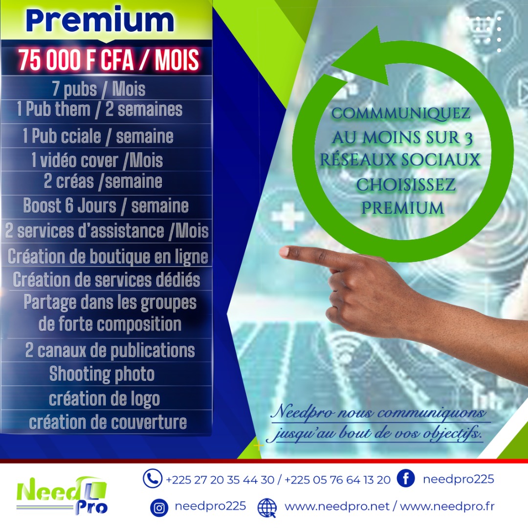 NeedPro1's tweet photo. Optez pour plus de visibilité , choisissez la formule de gestion de pages Premium 👇👇👇

#boutique #boutiqueenligne #agenceimmobilière #agencedevoyage #alimentazione #chaussures #ventedemaquillage  #businessenligne https://t.co/8L042IuKsX