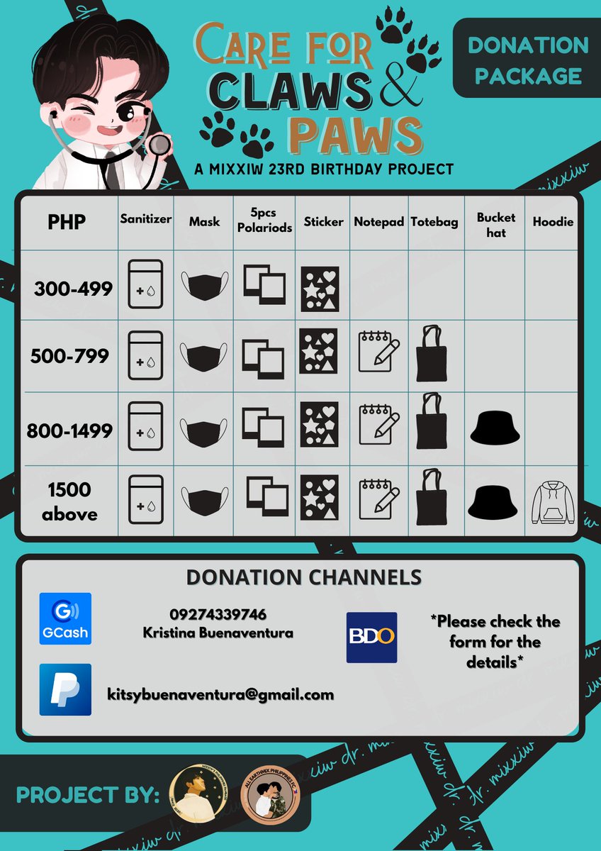allearthmix_ph's tweet photo. 𝐂𝐚𝐫𝐞 𝐟𝐨𝐫 𝐂𝐥𝐚𝐰𝐬 &amp; 𝐏𝐚𝐰𝐬 🐾

A Mixxiw 23rd birthday project by @mixxiwph &amp; @allearthmix_ph 

Encouraging everyone to join this birthday project for @wixxiws. The funds will be used for helping the stray dogs and cats.

🔗: https://t.co/JDvgkdUksc

#DrMix23rdBDwithPH https://t.co/QuEsibNV8R