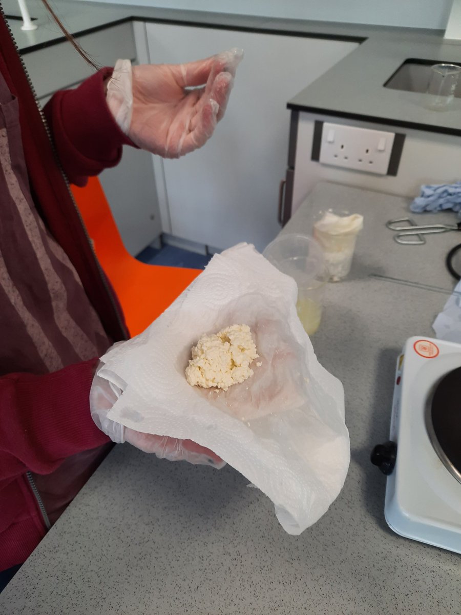MsJCoyne's tweet photo. Decided to do something a little bit different in the lab with 1st year #Science for the last week of school #MakingCheese 🧀 😁 @ClaregalwayColl https://t.co/LU8S7qo8jd
