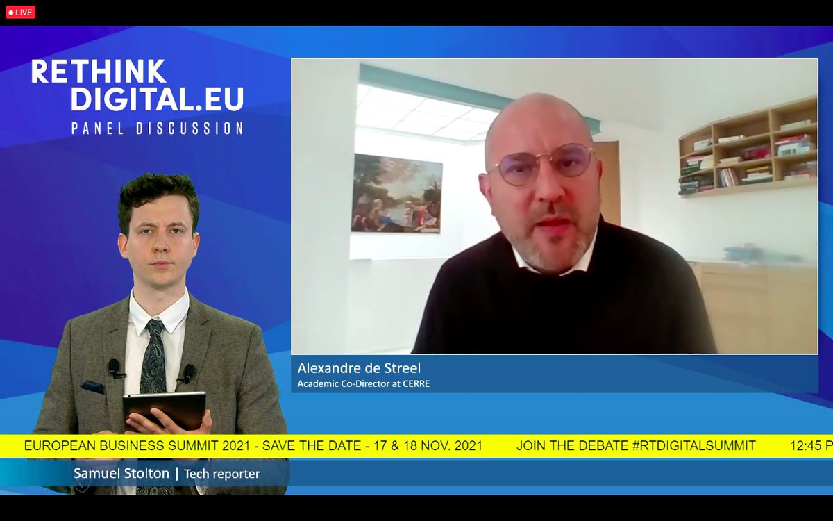 ebsummiteurope's tweet photo. #RTDigitalSummit “Need of a public law framework, those platforms are a public space. Is it right that social networks should be financed with advertising? We need to rethink how those services should be provided”
Alexandre de Steel Academic Co-Director at @CERRE_ThinkTank https://t.co/SOtLXwLJT0