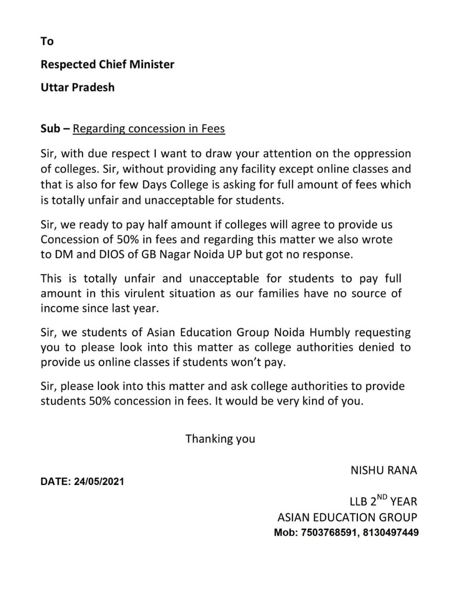 _Shivani_babita's tweet photo. Zoom session ka Rs. 100000????
Is it justified?
@PMOIndia @CMOfficeUP @myogiadityanath @EduMinOfIndia @DrRPNishank @sandeepmarwah
#asianlawcollege #asianeducationgroup #feesconcession
#chaudharycharansinghuniversity https://t.co/qO14rQREFg