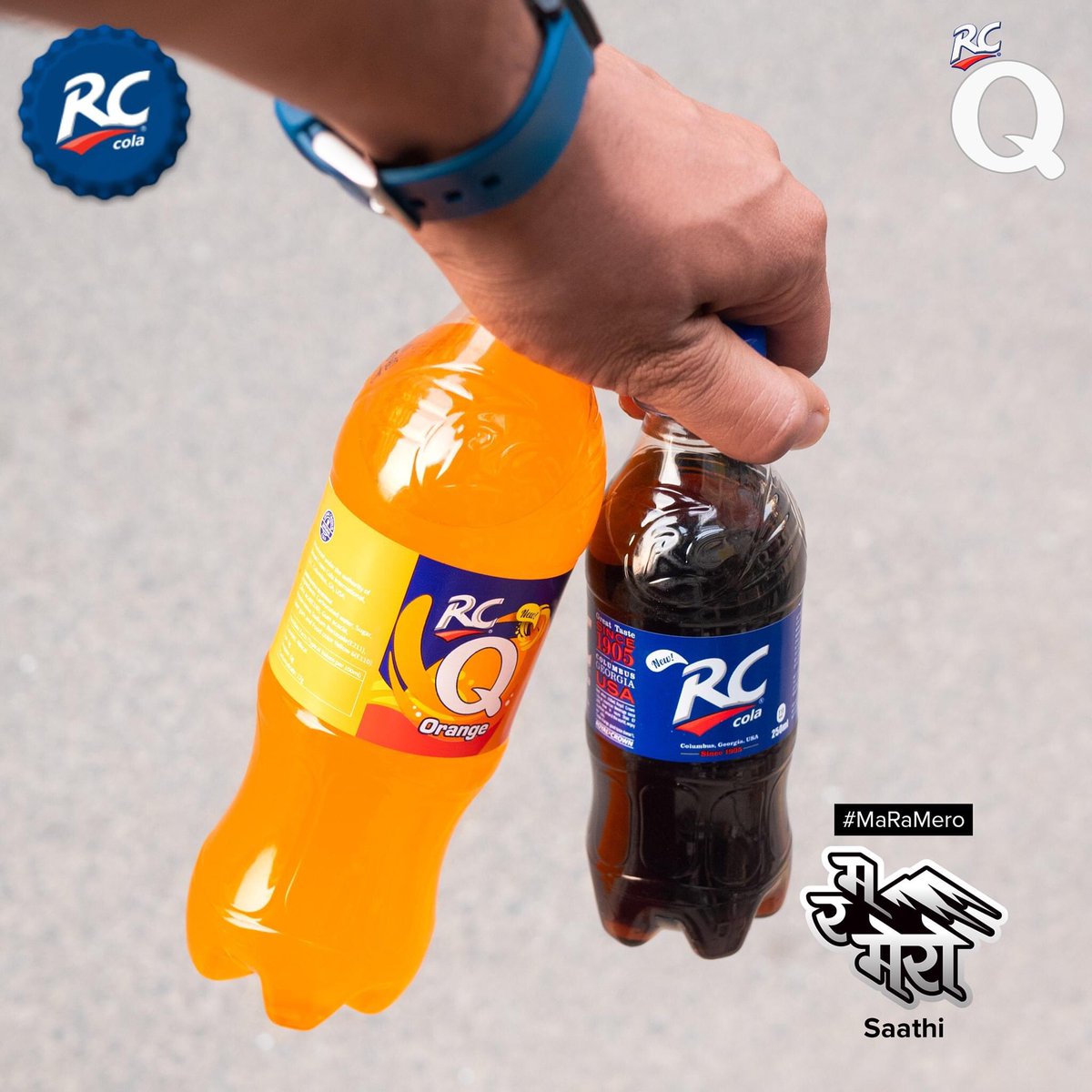 VBottlers's tweet photo. A tangy burst of RC Q or the classic cola flavor of RC Cola, which one do you prefer?
#RCCola #RCQOrange 
.
Available in select markets.
.
.
#MountVita #RCColaNepal #Nepal #RCQ https://t.co/lMFOREr9Tt