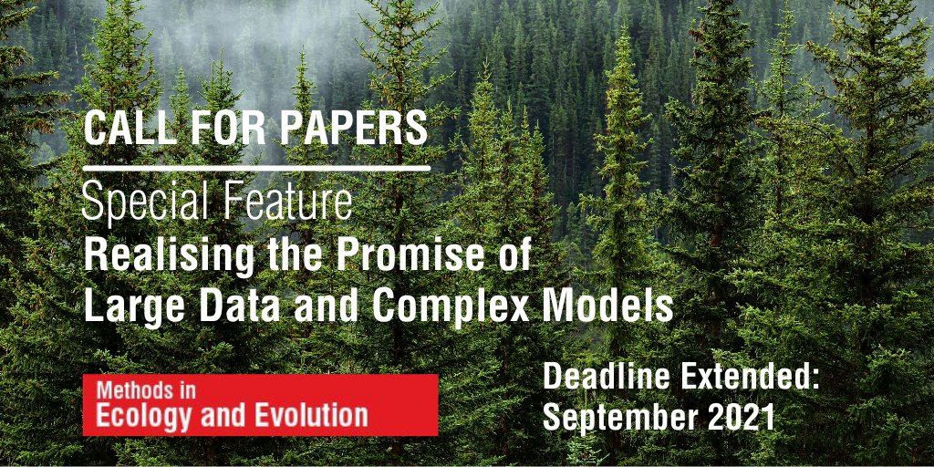 MethodsEcolEvol's tweet image. ⏰DEADLINE EXTENDED! We are still welcoming submissions for our Special Feature on Realising the Promise of #LargeData and #ComplexModels.

Submit by 1 September. Find out about the scope of the Special Feature here: bit.ly/2RepXAB