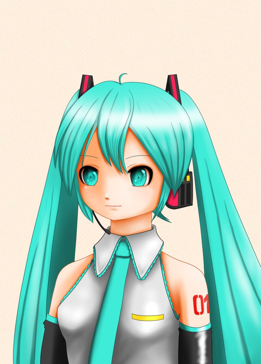 ミクさんを描きました ちょっと表情が硬いかな 初音ミク 初音ミクの 野良猫しんしんのイラスト ミクさんを描きました ちょっと表情が硬いかな 初音ミク 初音ミクの 野良猫しんしんのイラスト