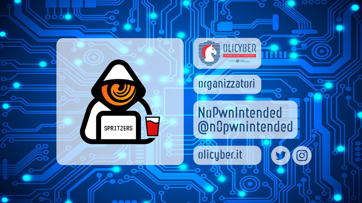 👾 Team <a href="/n0pwnintended/">No Pwn Intended</a> tra gli organizzatori di Olicyber 2021 la prima Olimpiade Italiana di Cybersecurity, sabato 12 giugno con 250 partecipanti selezionati da gare scolastiche.

olicyber.it

#OCIT21
#OliCyber
#n0pwnintended
#olimpiadicybersecurity
#cybersecurity