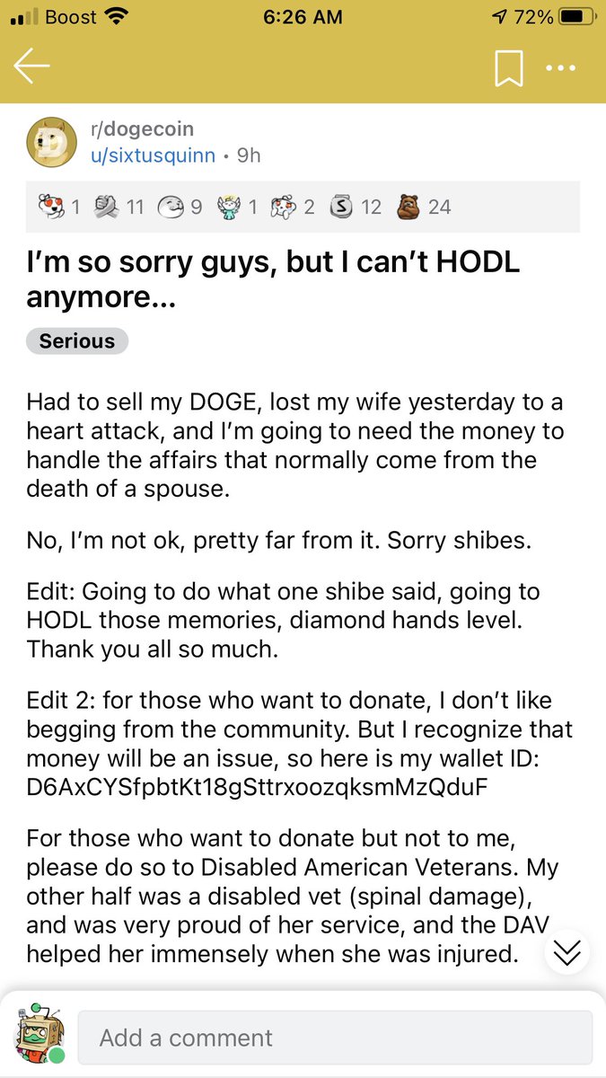 82_robertson's tweet photo. #dogearmy #dogecoin $doge to anyone that would like to help out this man... let’s show him what community is all about https://t.co/3fZMBIcUuT