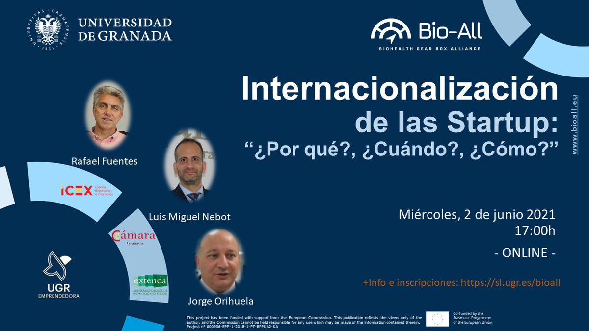 #saveTheDate Webinar de interés

📅 2 de junio
⌚ 17h
📖 Internacionalización de las #startup: ¿Por qué? ¿Cuándo? ¿Cómo?

Organiza: <a href="/UGRemprendedora/">UGR emprendedora</a> (proyecto <a href="/BioAllGearbox/">Bio-All</a>)
Colaboran: <a href="/ICEX_/">ICEX</a> <a href="/CCGranada/">Cámara de Granada</a> y @extendajunta 

+info e inscripciones: sl.ugr.es/internacionali…