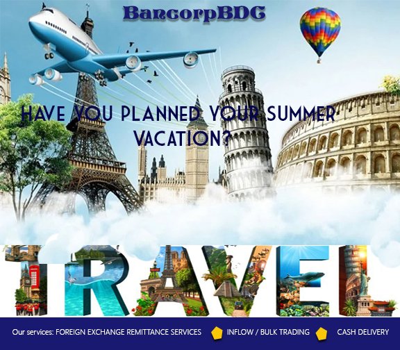 Bancorp_BDC's tweet photo. Have you planned your Summer vacation?
If your answer is no, you should start planning now!

If your answer is yes, very good. But note that your plan isn't complete without Bancorp Bureau De Change.

Contact us today for your FX needs.
Call :0811-388-4533 now!
#FX #bancorpbdc https://t.co/fVlK38xGKw
