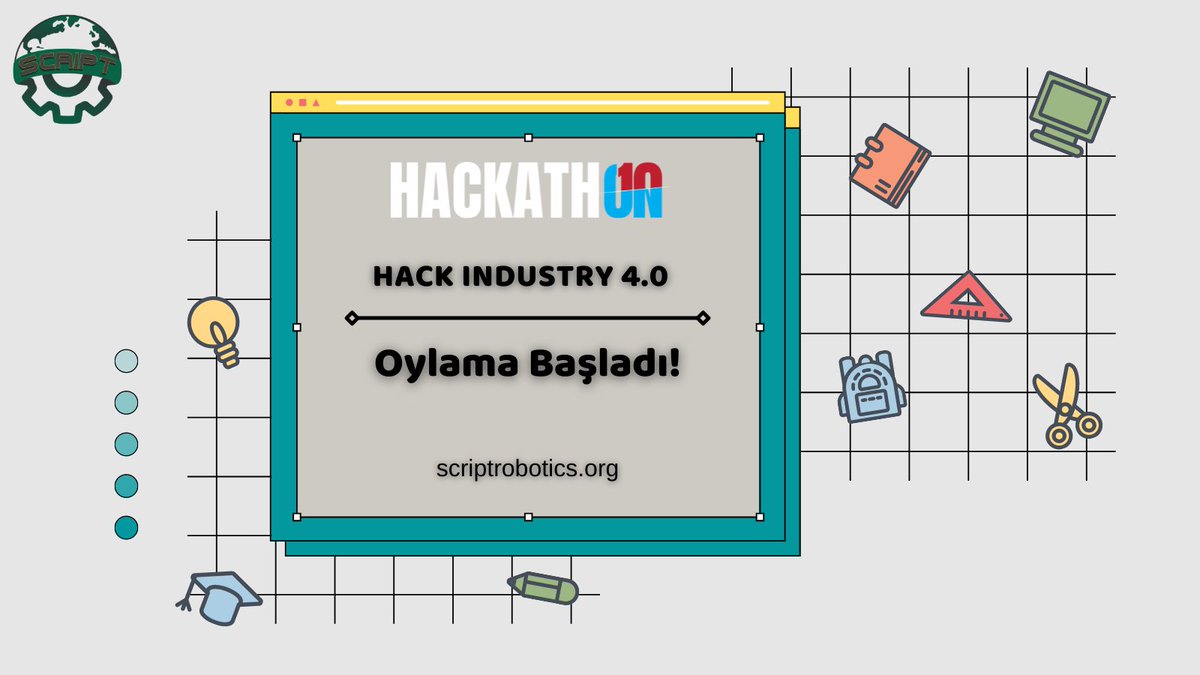 Script Robotics (@scriptrobotics) on Twitter photo Hackath10 yarışmasının bu ay düzenlenen “Hack Industry 4.0" temasında Script Robotics olarak “School-Finder” projemiz ile finalist olduk! Bizlere bio'da bulunan linkten 5 yıldız vererek ve linki paylaşarak destek olabilirsiniz!
<a href="/hackath10/">Hackath10 / Hackathon</a> Hackath10 yarışmasının bu ay düzenlenen “Hack Industry 4.0" temasında Script Robotics olarak “School-Finder” projemiz ile finalist olduk! Bizlere bio'da bulunan linkten 5 yıldız vererek ve linki paylaşarak destek olabilirsiniz!
<a href="/hackath10/">Hackath10 / Hackathon</a>