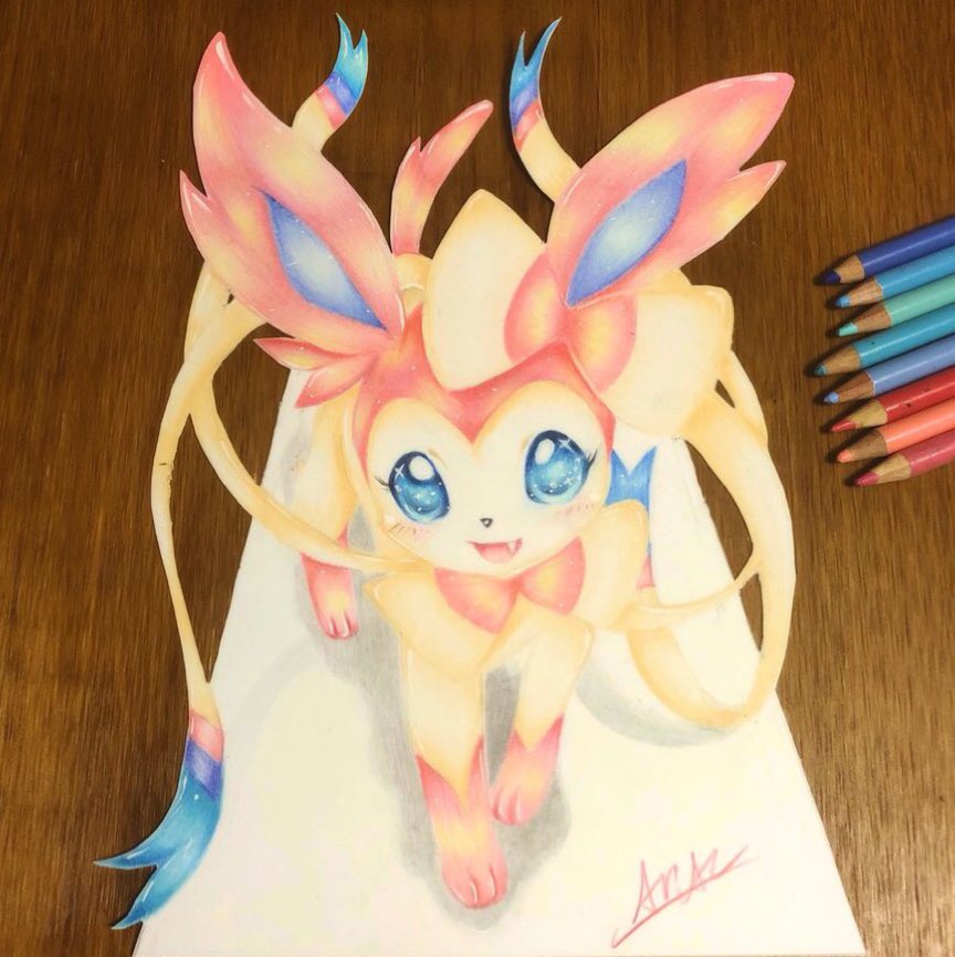 Aria Art على تويتر 色鉛筆でニンフィア描きました Aria Art على تويتر 色鉛筆でニンフィア描きました