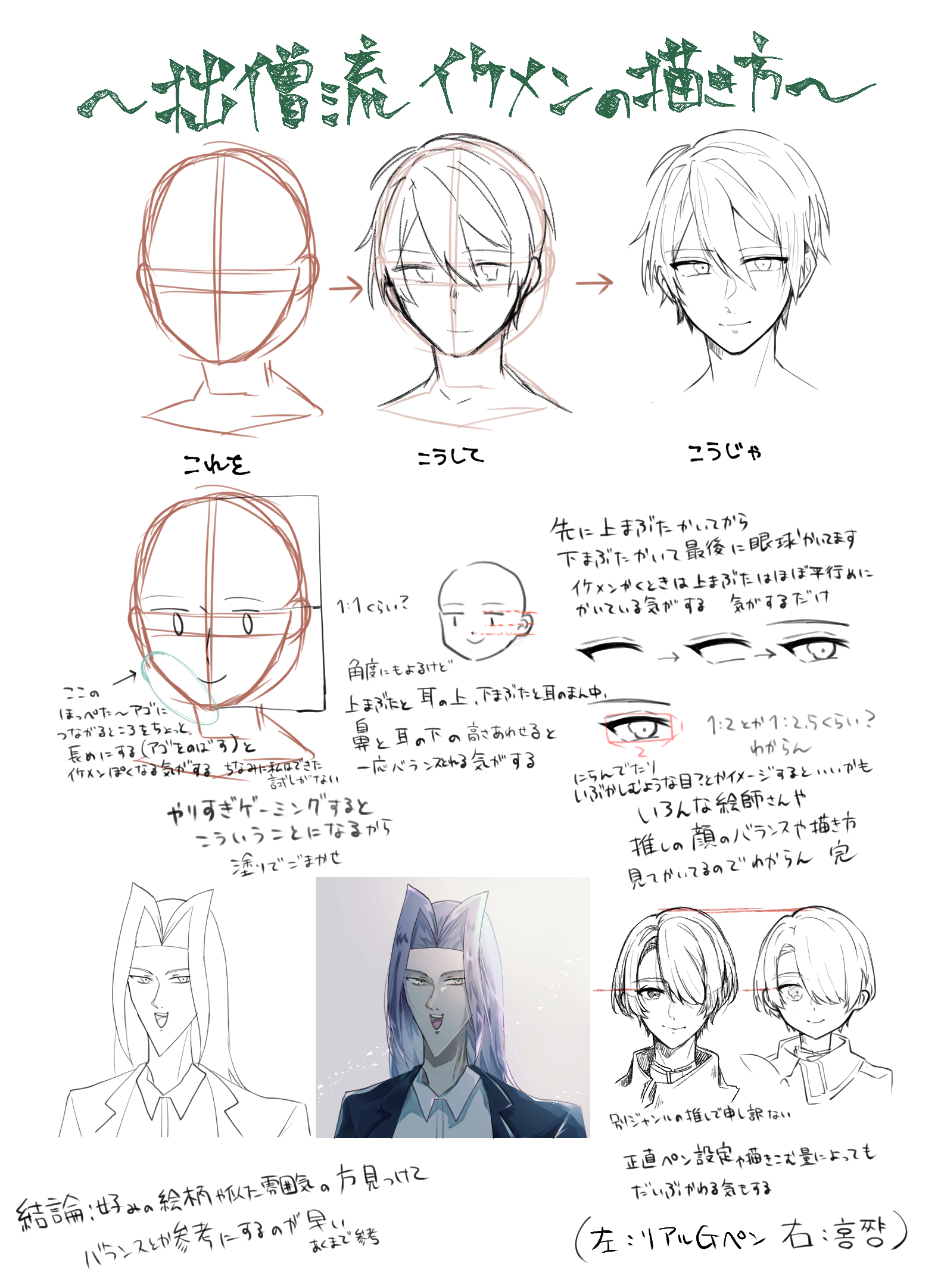 芽尾 低浮上 個人的イケメンの描き方講座にならなかった講座です T Co Zv7dxou9ji Twitter
