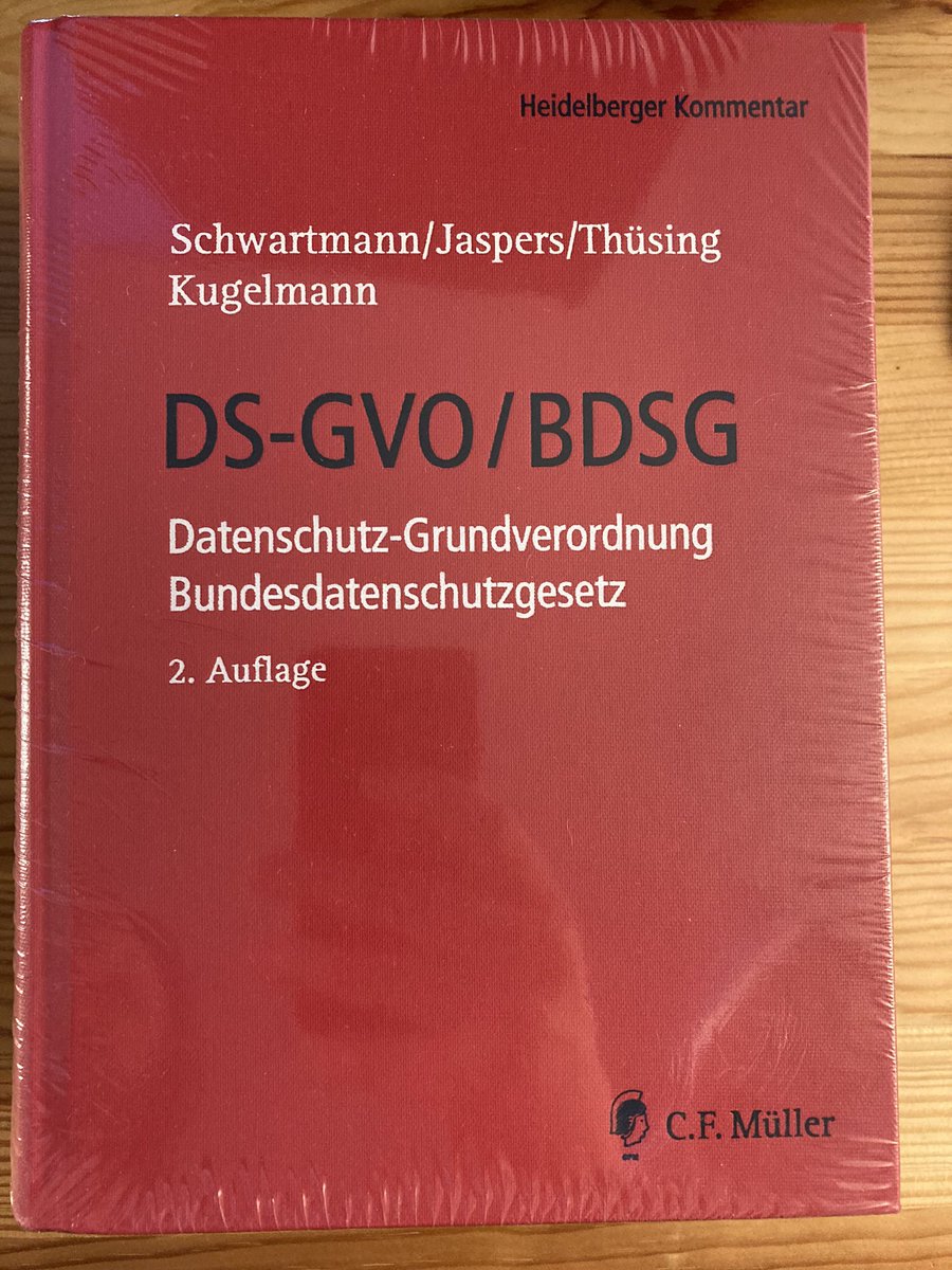 Zum Geburtstag der #DSGVO verlose ich 1 Exemplar des Heidelberger Kommentars. 

Zur Teilnahme einfach den Beitrag retweeten. Am Donnerstag, 20 Uhr entscheidet das Los unter allen Retweets. Am Werk mitwirkende sind von der Teilnahme ausgeschlossen. 😉

#Datenschutz