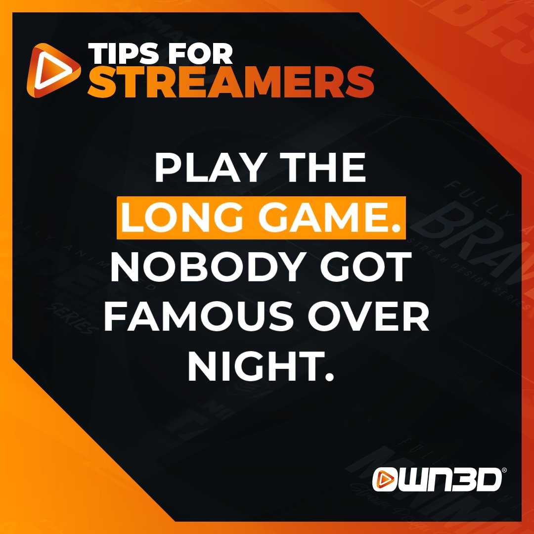 OWN3D's tweet photo. Everyone starts small, but keep rolling to achieve greatness!
#Tuesdaytip #streamtips #streaming #livestreaming #nowplaying #gaming #twitch #stream #streamer #supportsmallstreamers #streambetter #betterstream #twitchstreamer #twitchtv #pimpmystream #own3dtv #own3dpro https://t.co/3VGUPlRB7i