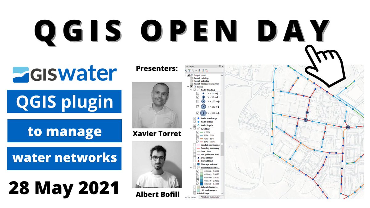 🔜📅 Learn about 'Giswater - @qgis plugin to manage water networks' on the #QGISOpenDay - Cutting Edge with @XavierTorret and @albertbofill. 
📌Venue: youtu.be/vzVVYC5tP_0
⌚ 10h00 UTC (60 mins)
#opensource #watermanagement