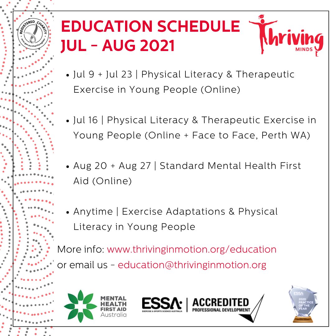 🚀Exciting times ahead as we roll out our #education courses in Jul-Aug.

🤩For the first time we are offering our #paediatric #exercise professional development course ONLINE!  Plus a blended option for Perth (online learning + 1 day workshop).

#alliedhealth #physicalliteracy