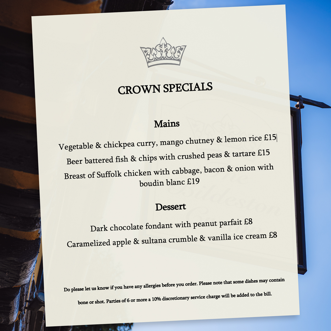 This week's specials. #getcosy #waitingforsunshine