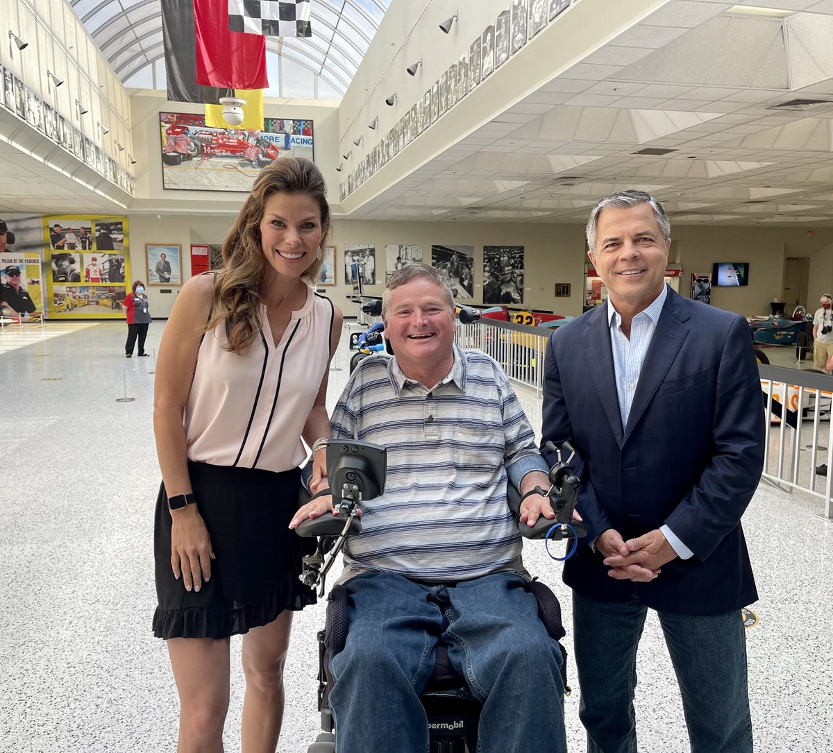 JamieLittleTV's tweet photo. NOW it officially feels like May! Little gig @IMS with one of my favorites @AllenBestwick, and one of the most inspirational humans @SamSchmidtCPN #ConquerParalysisNow https://t.co/lceRwJMKlM