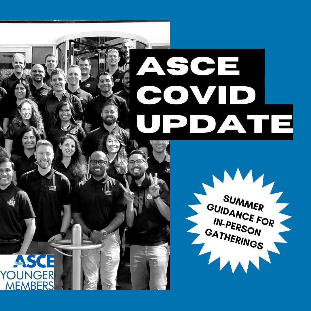 ASCE_YMS's tweet photo. 🔹ICYMI: ASCE Covid Summer Guidance for In-Person Gatherings🔹

Swipe 👈🏽 to read the memo released by ASCE leadership on May 13 regarding guidance for in-person and virtual gatherings of your local units. 💻

#ASCEYMS #YoungerMembers #ASCEMadeMe #ASCE https://t.co/z4ReTf7cAn