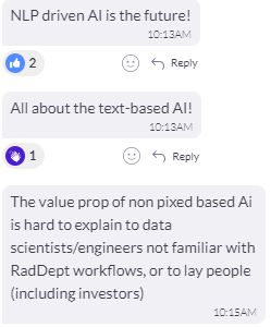 JeffHuRad's tweet photo. More discussion on the "less sexy", but likely even higher value use cases for AI outside of image analysis in the chat on "AI - Who Should (And Will) Pay For It?" #NLP #SIIM21 https://t.co/pHbXgrCVcV