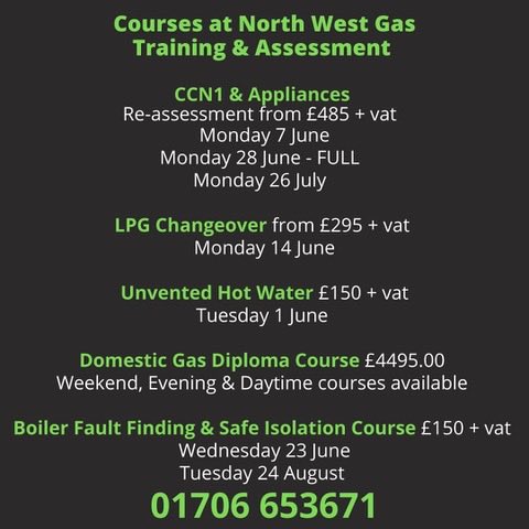 Up coming courses. Ring 01706 653671 for more information or to book. #gas #gastraining #lpg