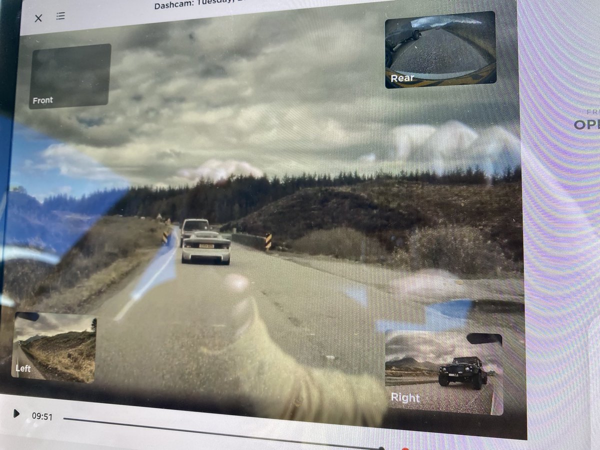 rawsco's tweet photo. @LochabSkyePol this is how close this idiot came to hitting my family today on the a87, 4 or 5 cars driving dangerously in traffic you can see his forward view. PM to get the dash cam footage if interested taking further #CL55MUD https://t.co/YVvHve9t8S