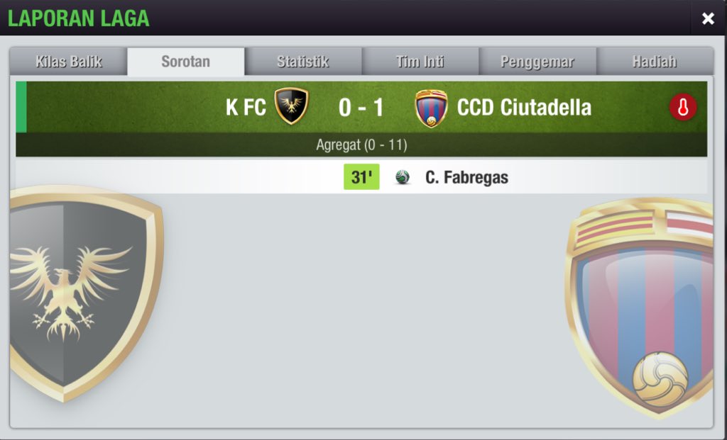CCDCiutadella's tweet photo. FT #Cup 2nd leg round of 64:
K FC 0-1 CCD Ciutadella
(agg: 0-11)
C Fabregas ⚽️
#CCDlive #ForçaCiutadella https://t.co/0TTePve1X0