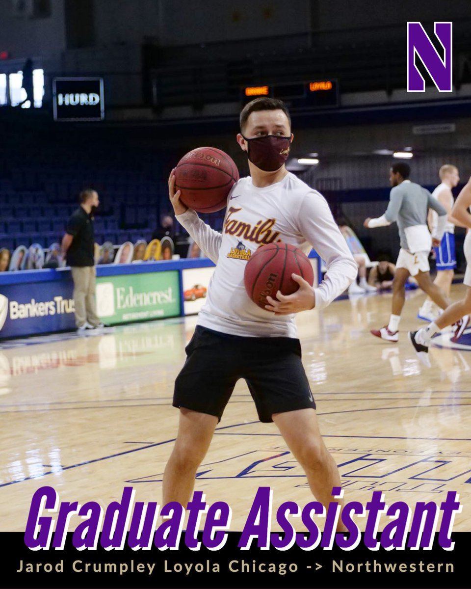 JarodCrumpley1's tweet photo. Excited to be able to announce that I will be taking the next step of my journey at Northwestern with @NUMensBball as a Graduate Assistant. #PoundTheRock 

Thank you to everybody at Loyola Chicago who helped me get into a position to make this possible https://t.co/v6OswexgDK
