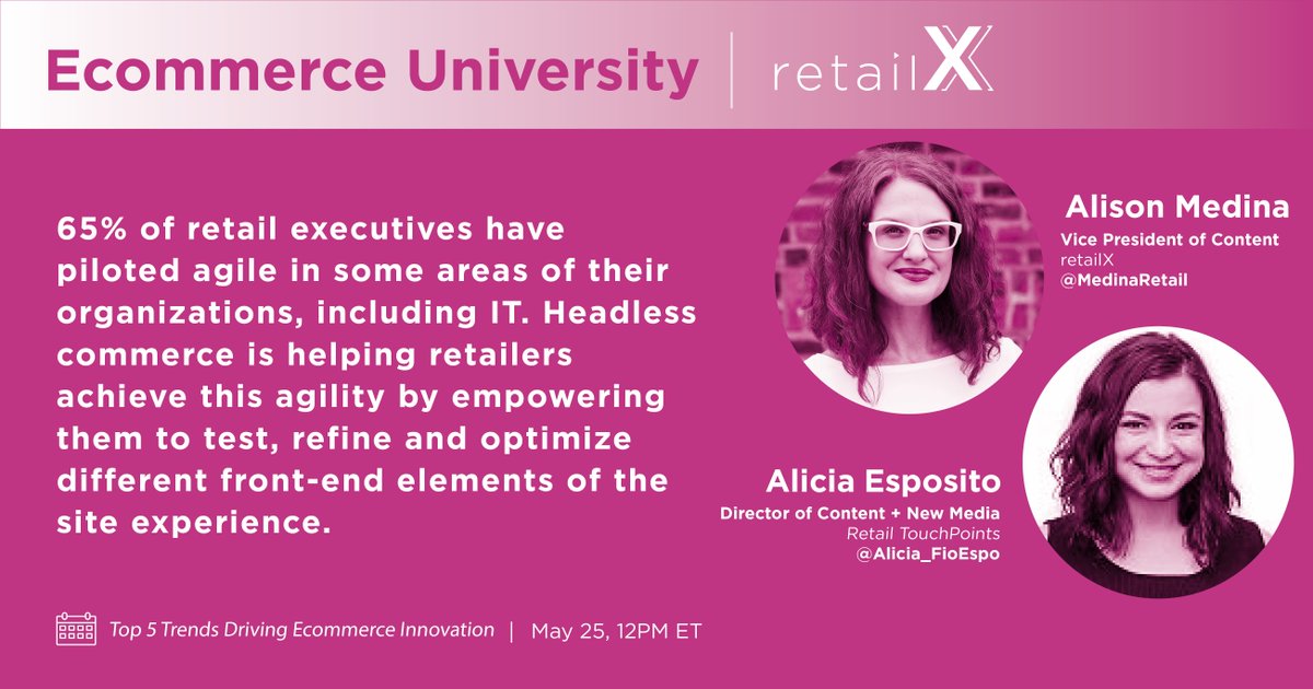 retailXofficial's tweet photo. See how retail executives are finding new methods to improve the front-end experience for customers. Tune in now: https://t.co/9mSYNSAeqG @Alicia_FioEspo @MedinaRetail #ecommerceuniversity #retailX #digitalfutureofretail https://t.co/pmmLoJzpaj
