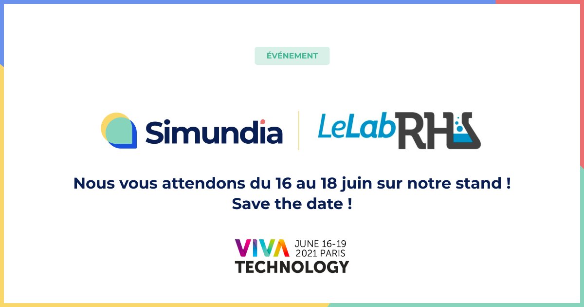 rt <a href="/LeLabRH/">Le Lab RH</a>: RT <a href="/Simundia/">Simundia</a>: [#Vivatech]
Nous sommes fiers de vous annoncer notre participation à la 5ème édition de <a href="/VivaTech/">Viva Technology</a> en partenariat avec le <a href="/LeLabRH/">Le Lab RH</a>, du 16 au 18 juin !
🚀  🤩
Venez aussi découvrir les autres start-up présentes sur le village d…