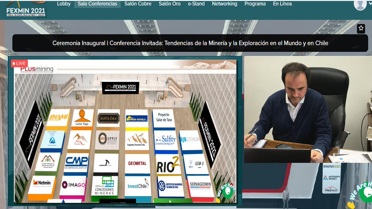 sernageomincl's tweet photo. FEXMIN 2021! Director Nacional de @Sernageomin, Alfonso Domeyko, participa en la inauguración de la tercera versión de #Fexmin, feria donde se abordan los temas más relevantes sobre exploración y propiedades mineras, y que reúne a expertos nacionales y extranjeros. https://t.co/Lz0Xr2ibt6