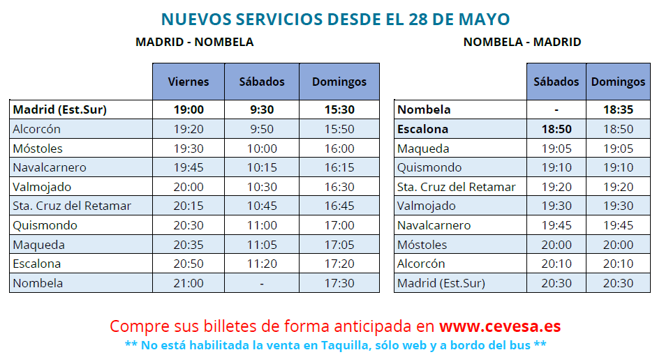 CEVESA_bus's tweet photo. Más servicios línea Madrid - Escalona, más información en https://t.co/8XNUNJ5psd. https://t.co/8BFt3TU2Bl