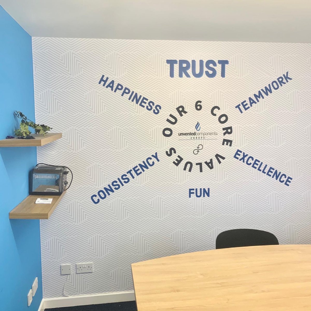 NowGroupUK's tweet photo. Printed wall mural for @uvceurope installed last week! 🙌🏼 A great way of transforming any office, boardroom or reception area! 

#wallprint #wallmural #wallvinyls #wallgraphics #office #officebranding https://t.co/6x1a6fqASj