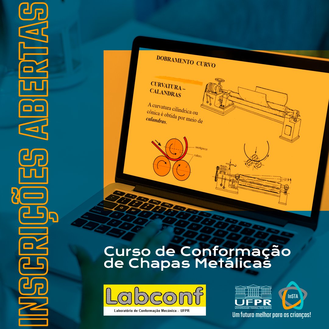 Insta_UFPR's tweet photo. Estão abertas as inscrições para o Curso de Extensão em Conformação de Chapas Metálicas! Para inscrições e mais informações entre em contato por e-mail: cursoscaconf@ufpr.br https://t.co/09UKVBu6D4