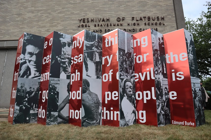 ericadamsfornyc's tweet photo. "The only thing necessary for the triumph of evil is for good people to do nothing”

This quotation, displayed on the anti-hate mural unveiled yesterday at the Yeshiva of Flatbush, should serve as a call to action: In the face of hate, we all have a responsibility to do something https://t.co/o8NJByhNxC